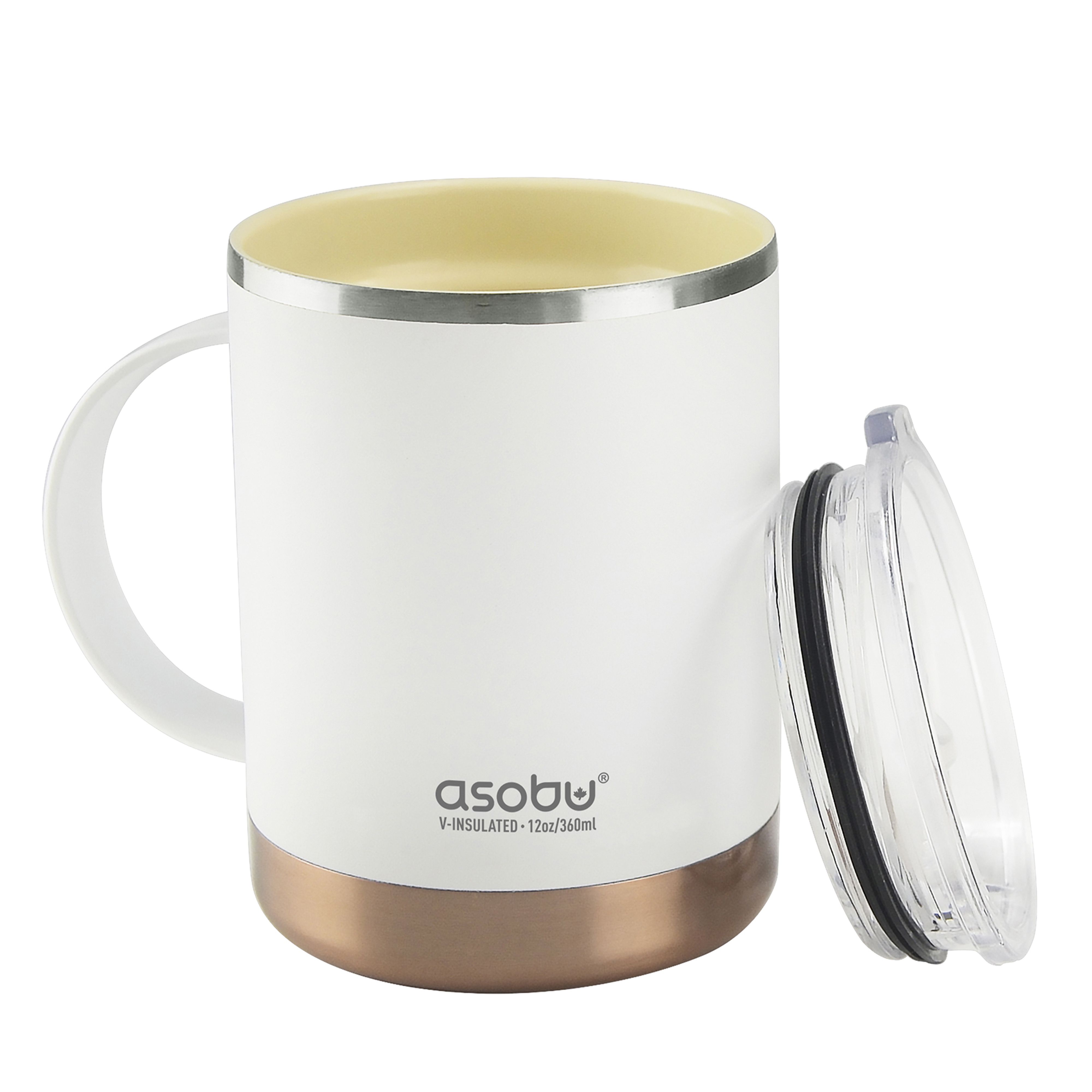 Asobu - Ultimate - tazza da caffÃƒÂ¨ termica in acciaio inossidabile e ceramica bianca