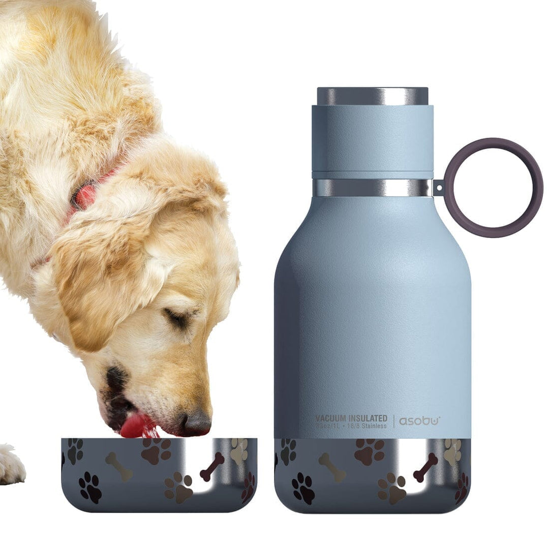 Asobu - Ciotola per cani - bottiglia in acciaio inossidabile con ciotola per cani da 1 litro nera