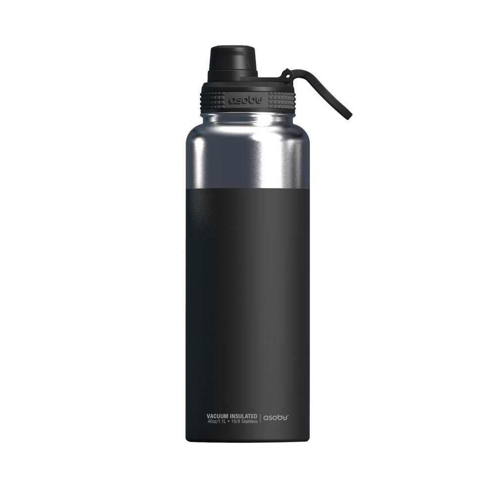 Asobu - Mighty Alpine Flask - bottiglia da esterno isolata in acciaio inossidabile da 1 litro nera.