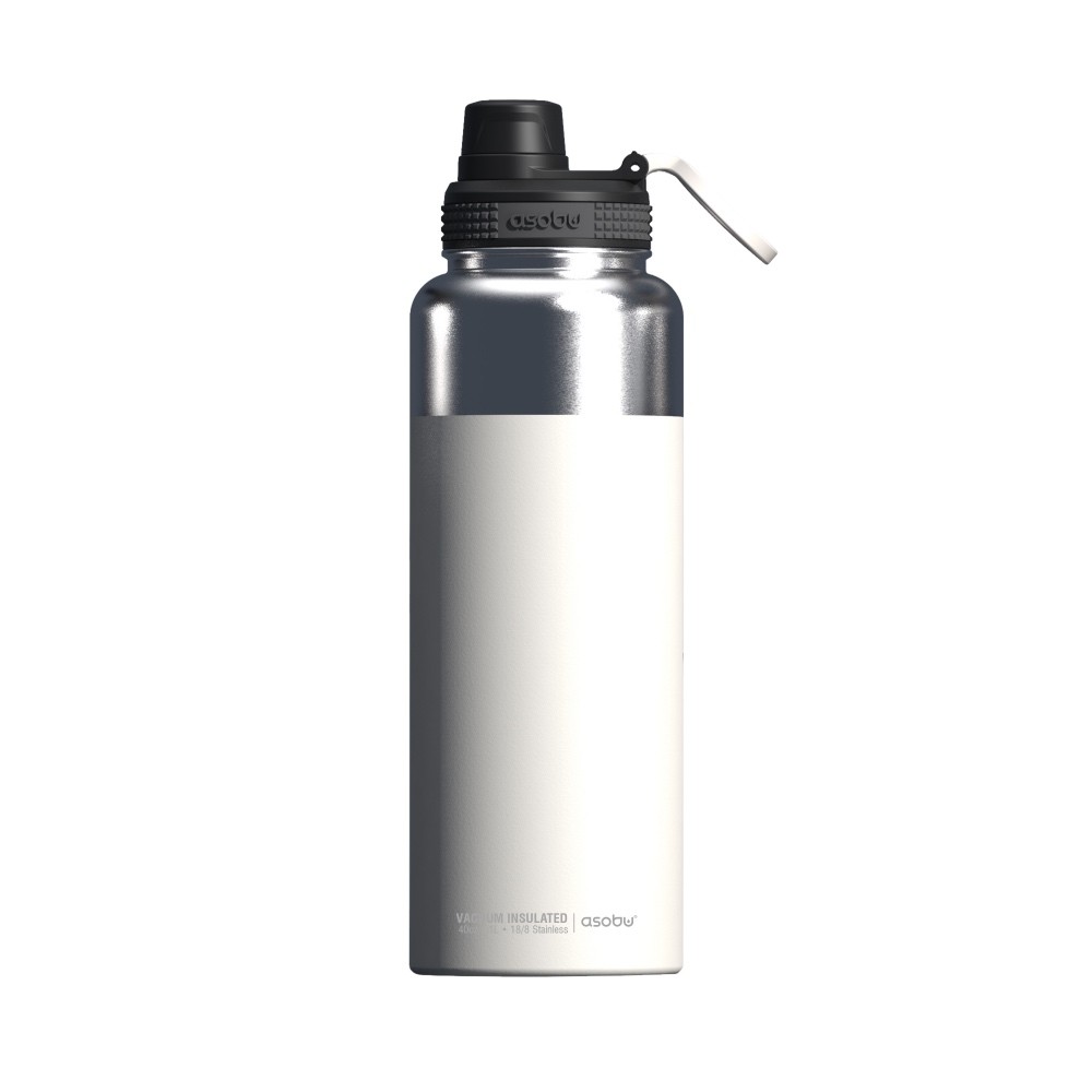Asobu - Mighty Alpine Flask - bottiglia da esterno isolata in acciaio inossidabile da 1 litro bianca
