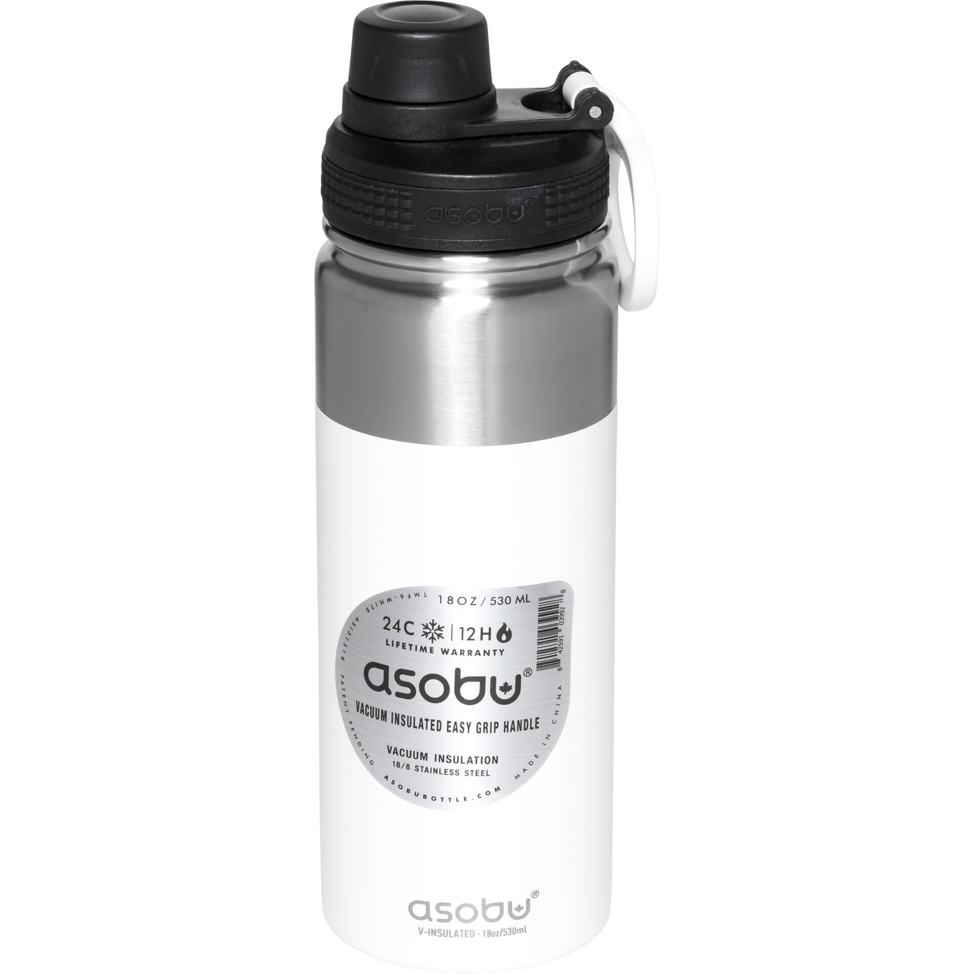 Asobu - Alpine Flask - borraccia termica da esterno in acciaio inossidabile da 530 ml bianca
