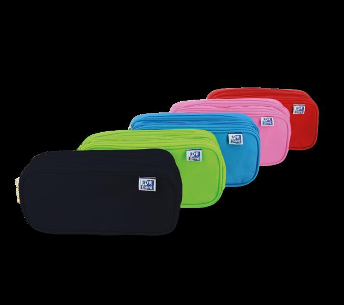 Astuccio triplo per bambini Oxford Kangoo - 3 cerniere - Poliestere resistente - Dimensioni compatte 225x11x7 cm - Colori assor