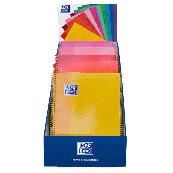 Oxford School Espositore da Tavolo Colori Caldi A4+ - Copertina Extra Rigida - Quaderno a Spirale Microperforata - Europeanbook