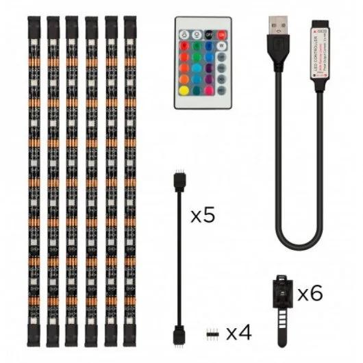 Strisce LED KSIX 6 RGB per TV 53 cm - 16 colori RGB - 4 modalit dinamiche - Telecomando