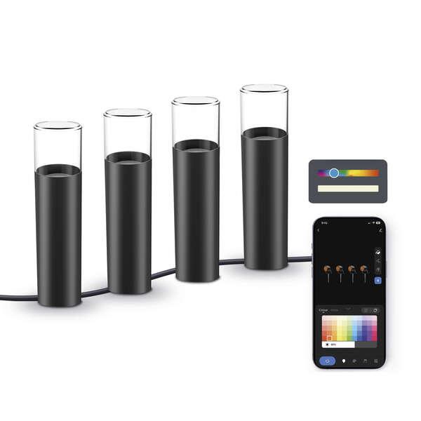 Ksix Pack 4 Fari Smartled RGBWIC da esterno - IP65 - Controllo APP - Installazione semplice