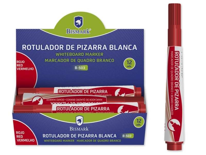Pennarello per lavagna bianca Bismark - Inchiostro a base di alcool - Punta media in fibra acrilica - Punta rotonda - Colore ro