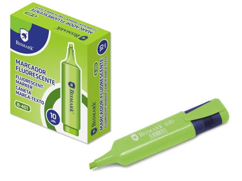 Pennarello fluorescente Bismark - Punta a scalpello - Cappuccio con clip - Colore verde