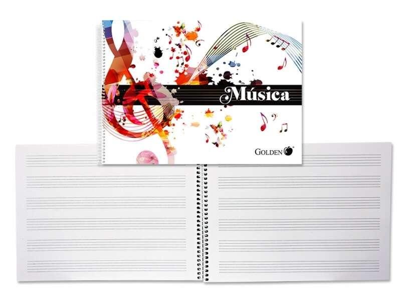 Quaderno musicale dorato - 20 fogli - spaziatura 3 mm - carta da 100 gr
