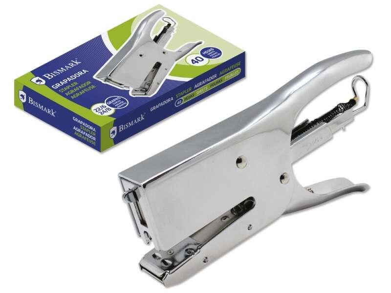 Cucitrice a pinza Bismark 40H cromata - CapacitÃƒÂ  di 40 fogli - Design ergonomico - Elevata durata - Colore argento