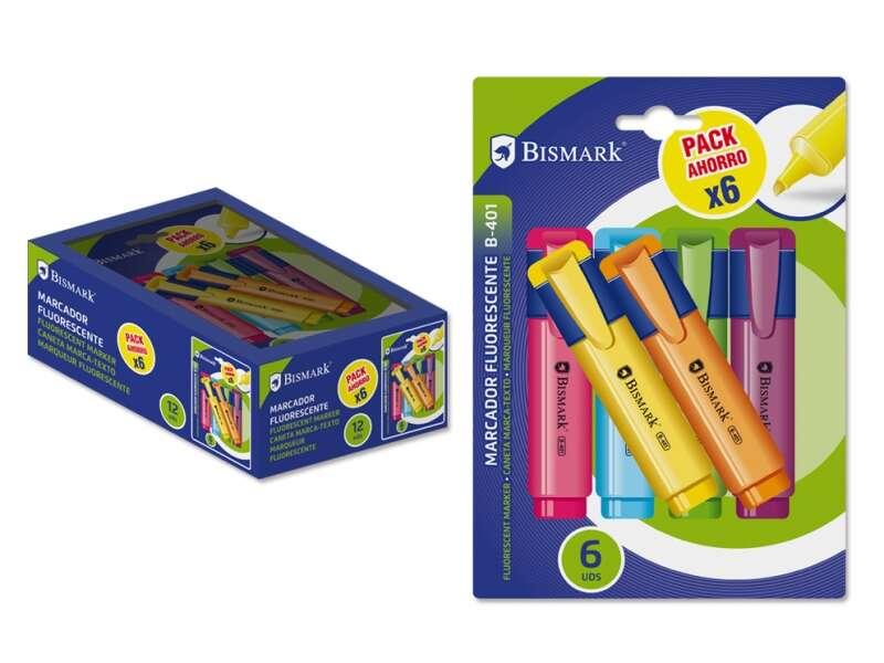 Confezione da 6 pennarelli fluorescenti al neon Bismark - Inchiostro ad asciugatura rapida - Ideale per sottolineare ed evidenz