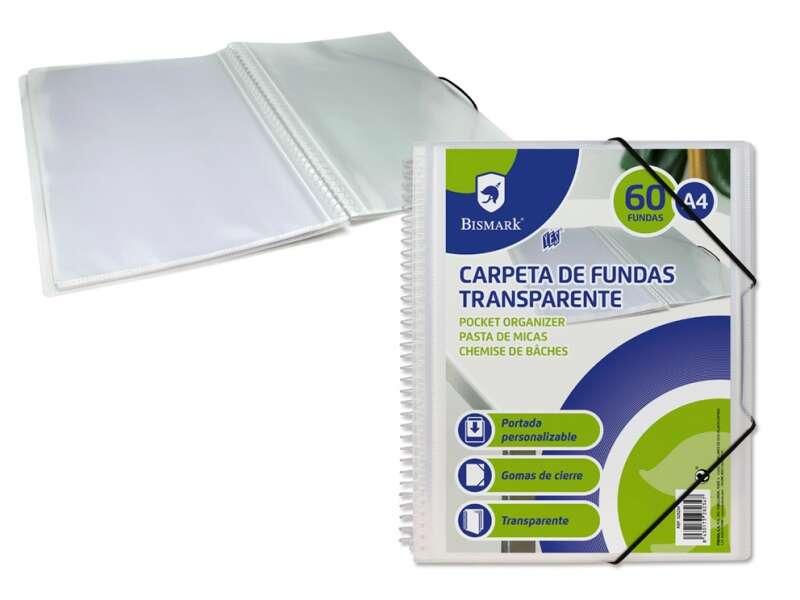 Cartella Spirale Bismark 60 Buste Trasparenti - Copertine in Polipropilene - Copertina Personalizzabile - per Fogli Formato A4
