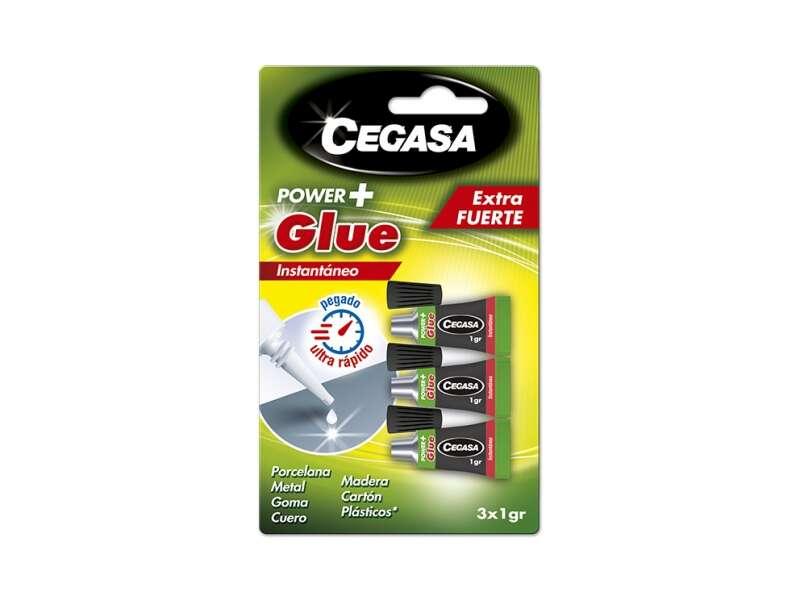 Cegasa Power Glue Confezione da 3 Adesivi Istantanei - 1gr - Colore Trasparente