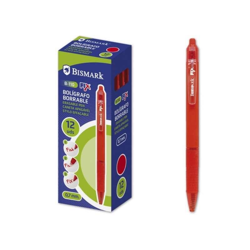 Bismak Fix Scheda di penna retrattile - punta fine 07 mm - con clip - colore rosso