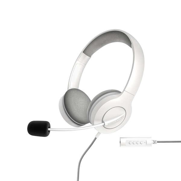 Cuffie da Ufficio Energy Sistem 3 - Spina USB e 35mm - Controllo Volume e Mute - Braccio Microfono Retrattile - Colore Bianco