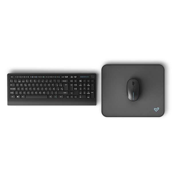 Mouse Energy Sistem + Tastiera Wireless Office + Mousepad - Interruttori Silenziosi - QWERTY - Wireless - Batteria Interna - Re