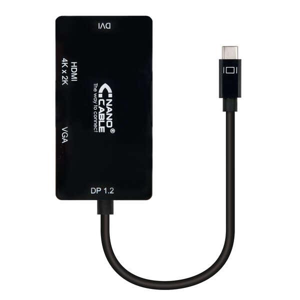 Nanocable 10.16.4301-BK cavo e adattatore video 01 m USB tipo-C VGA (D-Sub) HDMI DVI Nero