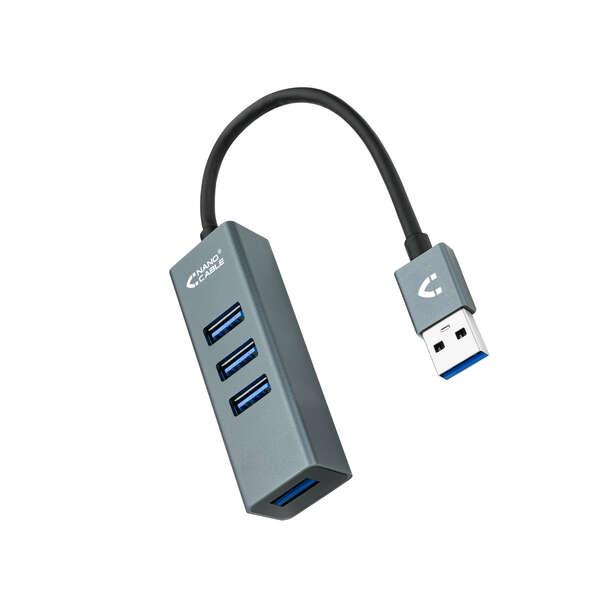 Nanocable 10.16.4402 hub di interfaccia USB 3.2 Gen 1 (3.1 Gen 1) Type-A Grigio