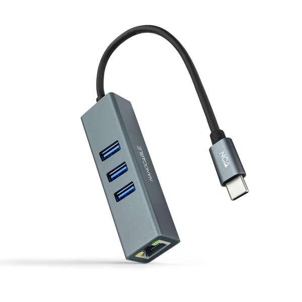 Nanocable 10.03.0408 replicatore di porte e docking station per laptop Cablato USB 3.2 Gen 1 (3.1 Gen 1) Type-C Grigio