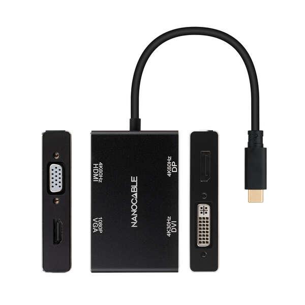 Nanocable 10.16.4307 replicatore di porte e docking station per laptop Cablato USB 3.2 Gen 1 (3.1 Gen 1) Type-C Nero