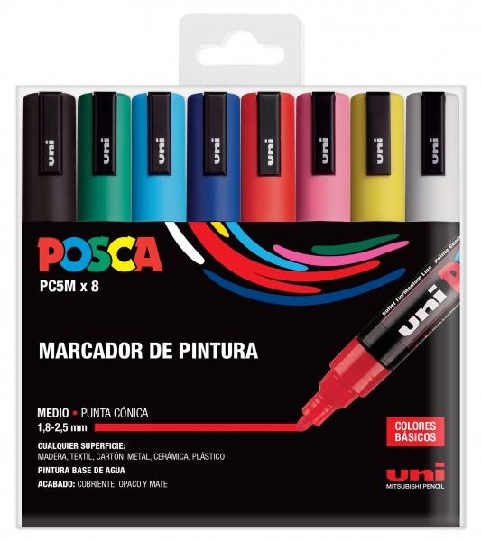 Uni Posca Marcatore di Pittura a Base di Acqua - PC-5M/8C Set Basic 1,8-2,5mm