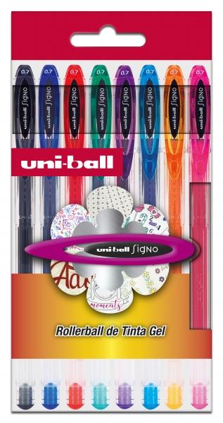 Uni-ball Signo Basics - Scatola UM-120 Basics 8P 0,7mm - Penna a Rullo a Inchiostro Gel