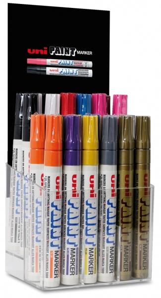 Marcatore per vernice Uni Paint - PX-20/30P Espositore 22-28 mm Caratteristiche - Punta acrilica (forma a palla) - Larghezza di