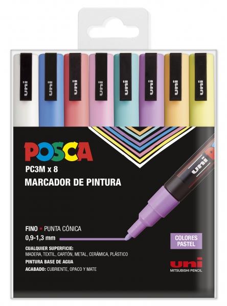 Uni Posca Marcatore di vernice a base d'acqua - PC-3M/8C Confezione pastelli 0,9-1,3 mm