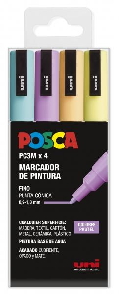 Uni Posca - Set di pennarelli a base d'acqua per pittura - PC-3M/4C ESTUCHE PASTEL 09-13mm
