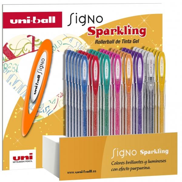 Uni-ball Signo Sparkling - Espositore UM-120SP 48P 10 mm - Punta in acciaio inox sfera in carburo di tungsteno da 10 mm corpo i