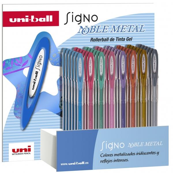 Uni-ball Signo Noble Metal - Espositore UM-120NM 48P 08mm - Punta in acciaio inox sfera in carburo di tungsteno da 08 mm corpo