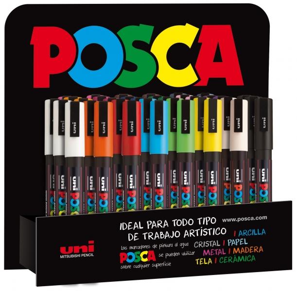 Uni Posca Marcatore di vernice a base d'acqua - PC-3M/3D Espositore assortito 09-13mm