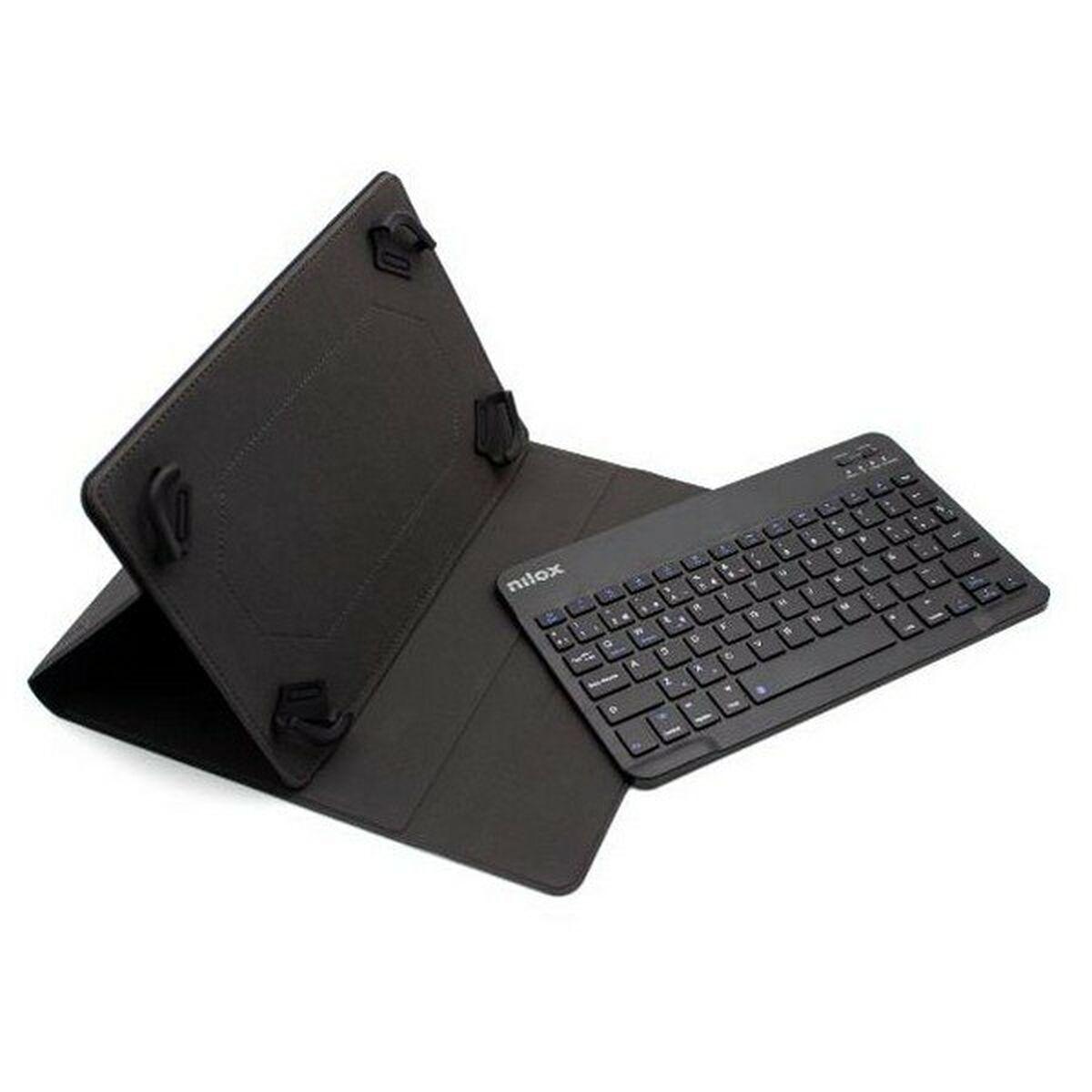 Nilox Universal Tablet Fund fino a 10,5 con tastiera Bluetooth - tastiera rimovibile - chiusura a patta - colore nero