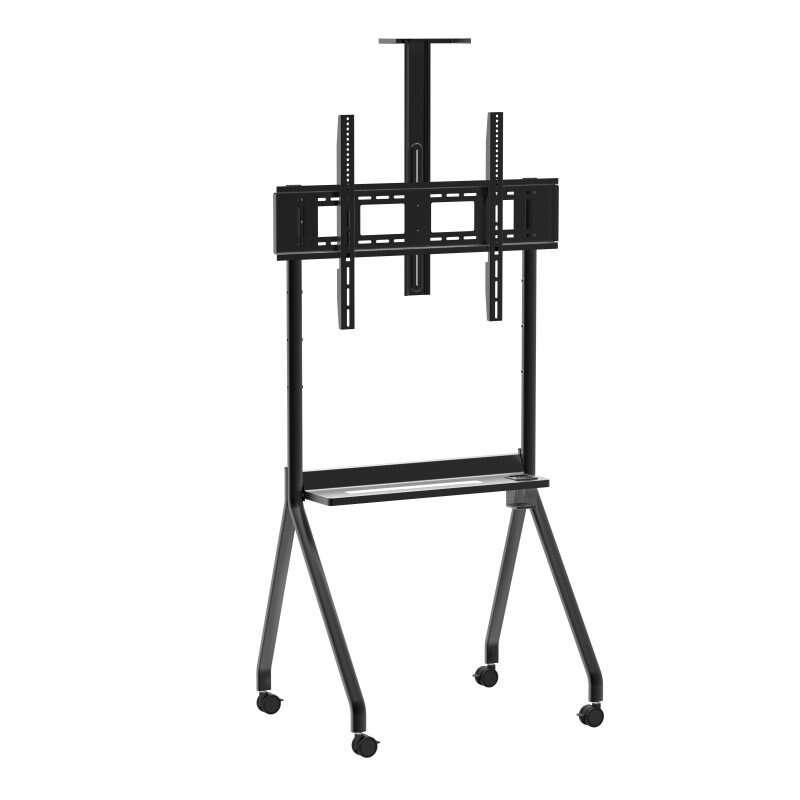 Supporto da pavimento approssimativo con ruote per TV 49"-90" - Blocco ruote - Vassoio multiuso - Peso massimo 100 kg - VESA 90