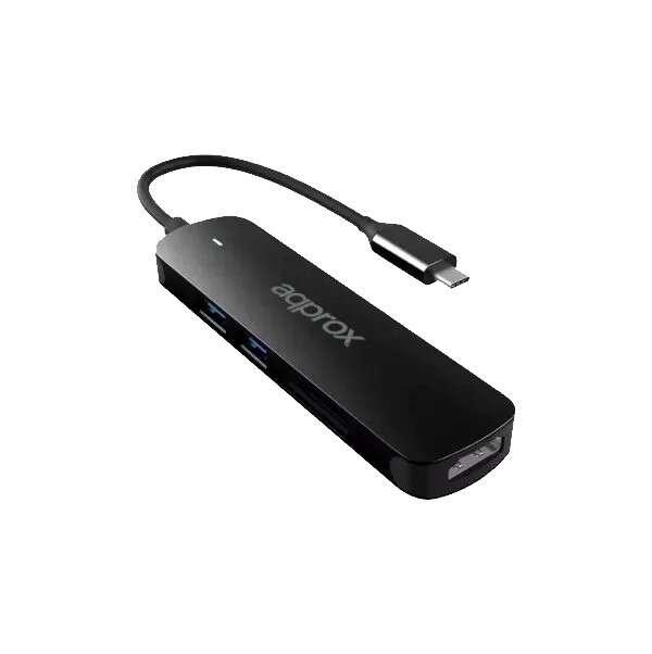 Hub USB -C circa 5 in 1 con 2 porte USB 3.0, 1 porta HDMI HDMI/30Hz e scheda SD/MicroSD - velocità fine a 5 Gbps - Alluminio
