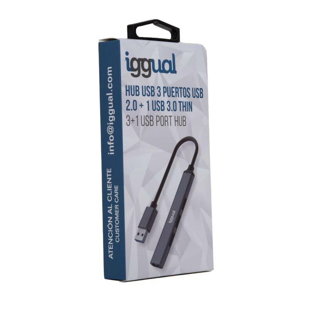 iggual Hub USB 3 porte USB 2.0 + 1 USB 3.0 THIN