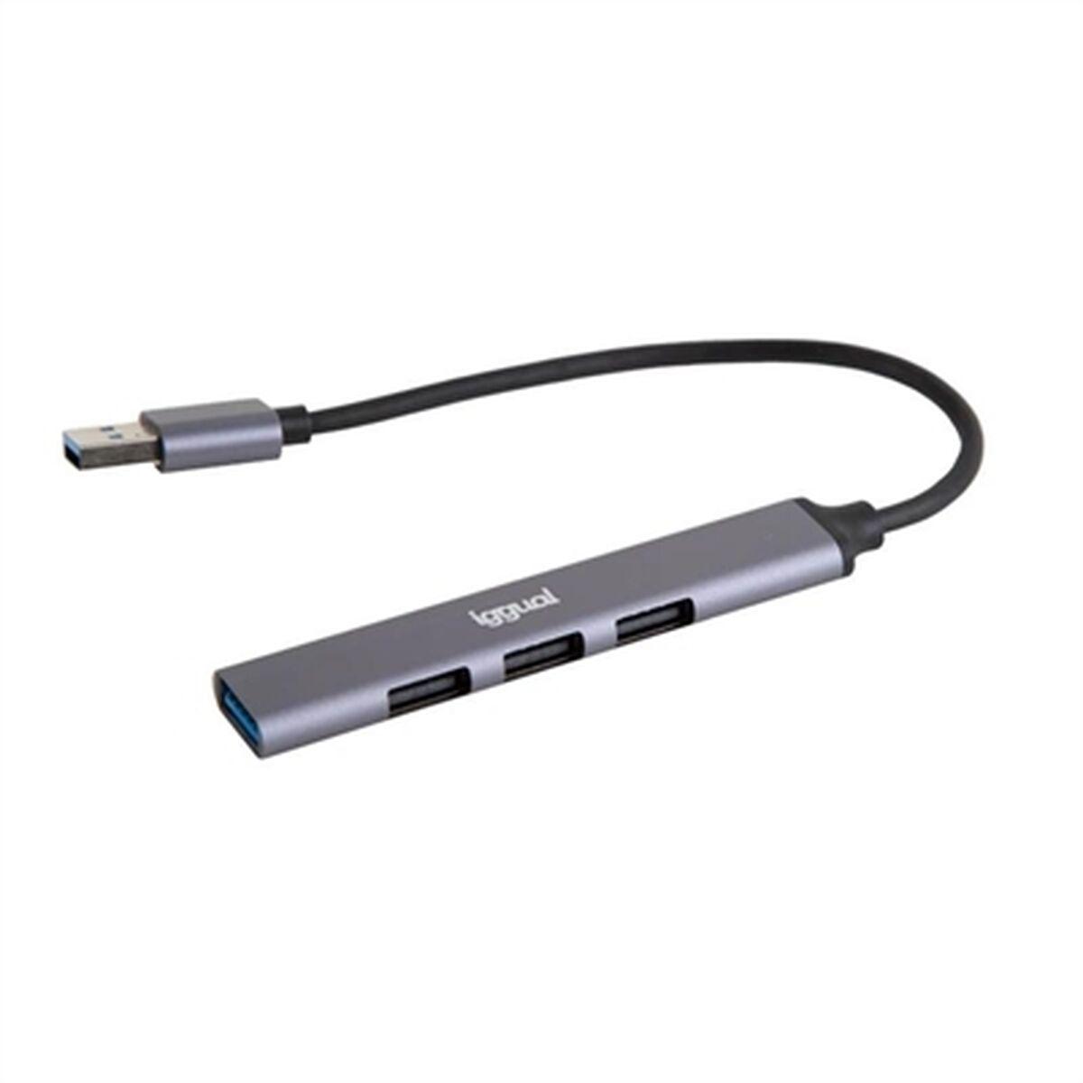 iggual Hub USB 3 porte USB 2.0 + 1 USB 3.0 THIN