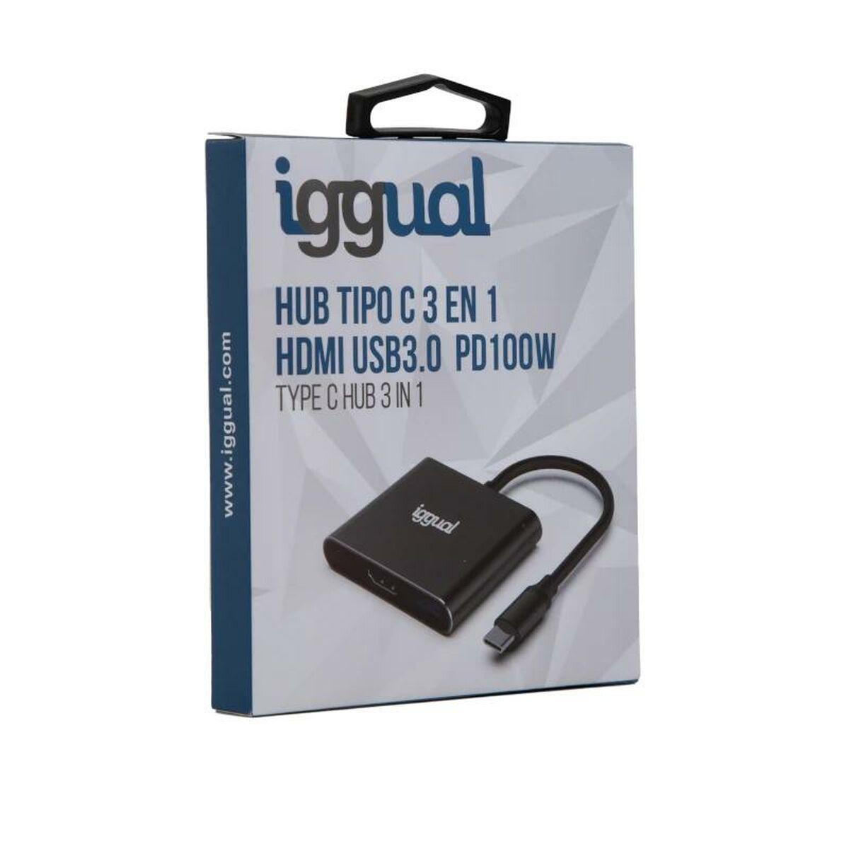 iggual Hub Tipo C 3 in 1 HDMI USB3.0 PD100W