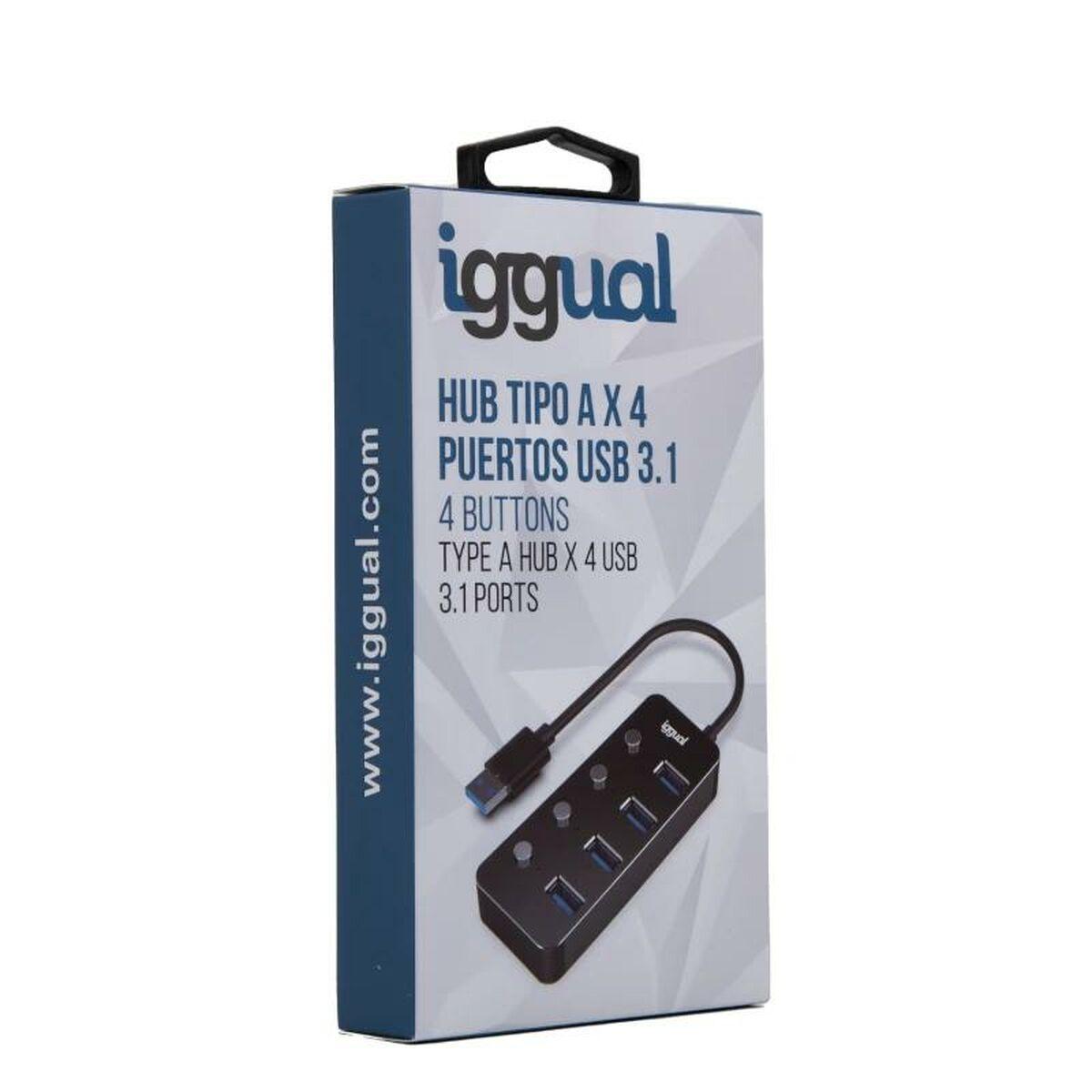 iggual Hub tipo A x 4 porte USB 3.1 4 PULSANTI