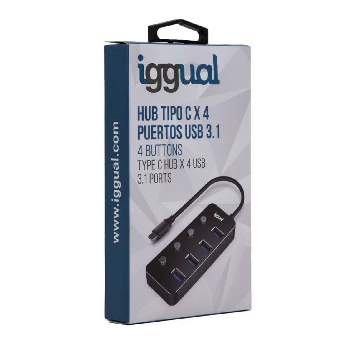 iggual Type C Hub x 4 porte USB 3.1 4 PULSANTI