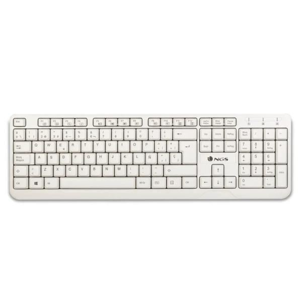 Tastiera USB portoghese NGS Spike - 12 tasti multimediali - Cavo da 140 m - Colore bianco