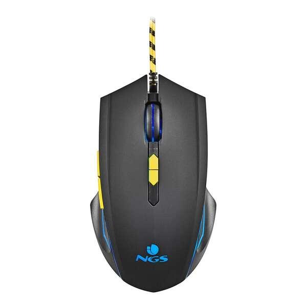 Mouse da gioco cablato NGS GMX-123 - 800/1200/2400/3200 dpi - Luce LED - 6 pulsanti - Cavo da 18 m - Colore nero