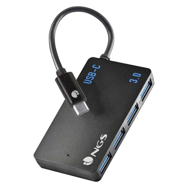 NGS Hub USB-C con Quattro Porte USB 3.0 - Dimensioni Compatte - Alta Velocit di Trasmissione - Compatibile con Tablet Mac e PC