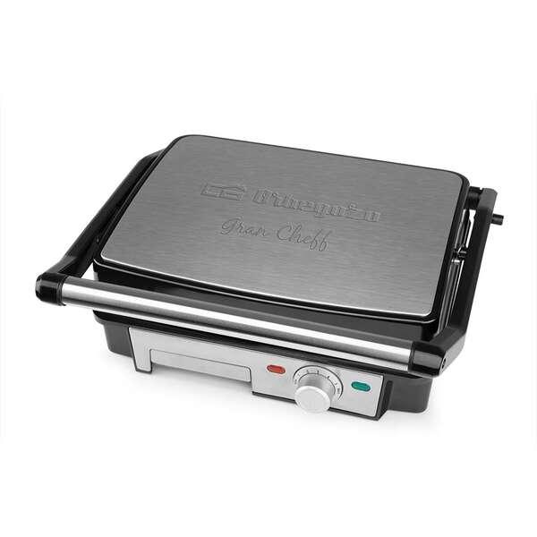 Griglia Multifunzione Orbegozo 4570 - Pentola Senza Olio con Potenza 2200 W - Superficie Antiaderente e Piastre Pieghevoli a 18