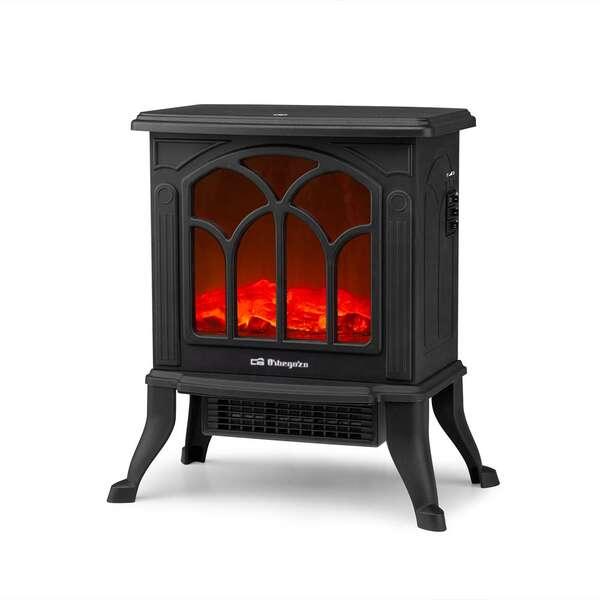 Camino Elettrico Orbegozo CM 9020 Elegance - Effetto Fuoco Reale - Stufa in Ceramica - Termostato Regolabile - Design Tradizion