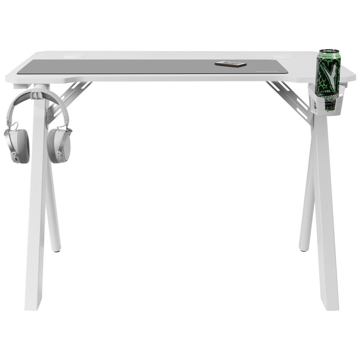 Scrivania da gaming Mars RGB 100 cm opaca. Bianco