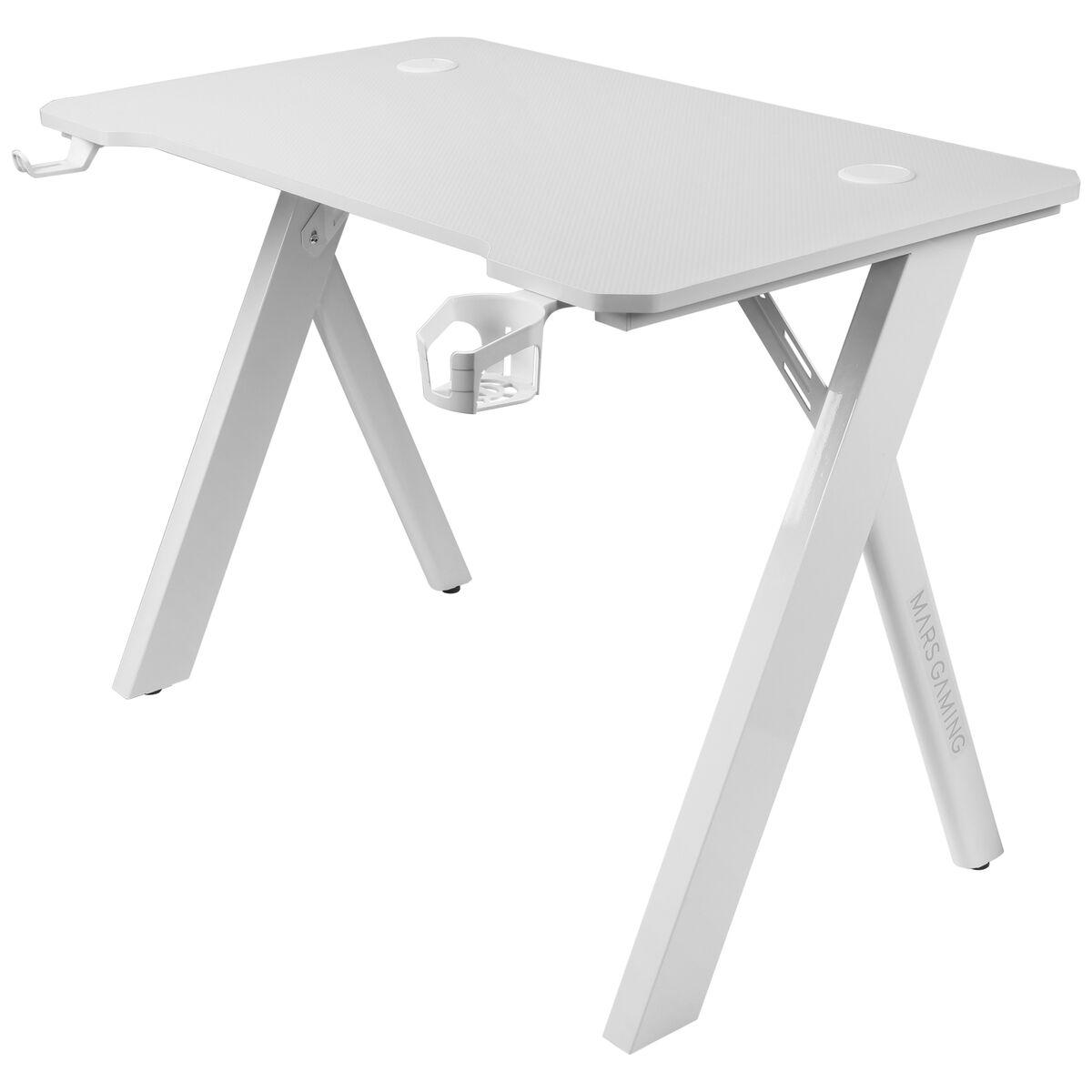 Scrivania da gaming Mars RGB 100 cm opaca. Bianco
