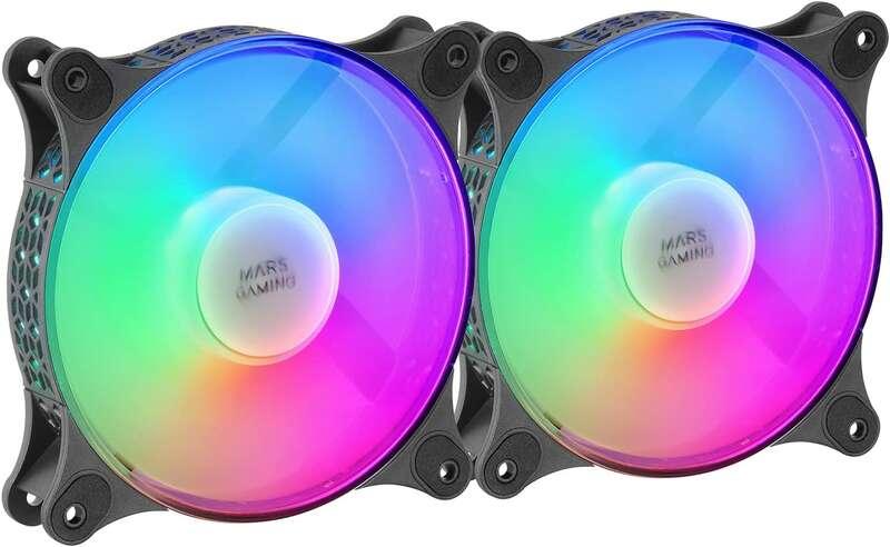 LOT DE 2 VENTILATEURS BOITIER MARS GAMING MF-DUO RGB - 12CM (NOIR)