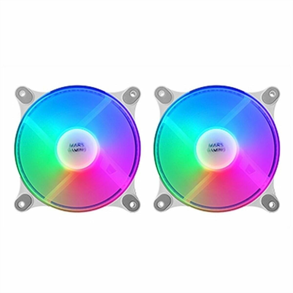 LOT DE 2 VENTILATEURS BOITIER MARS GAMING MF-DUO RGB - 12CM (BLANC)
