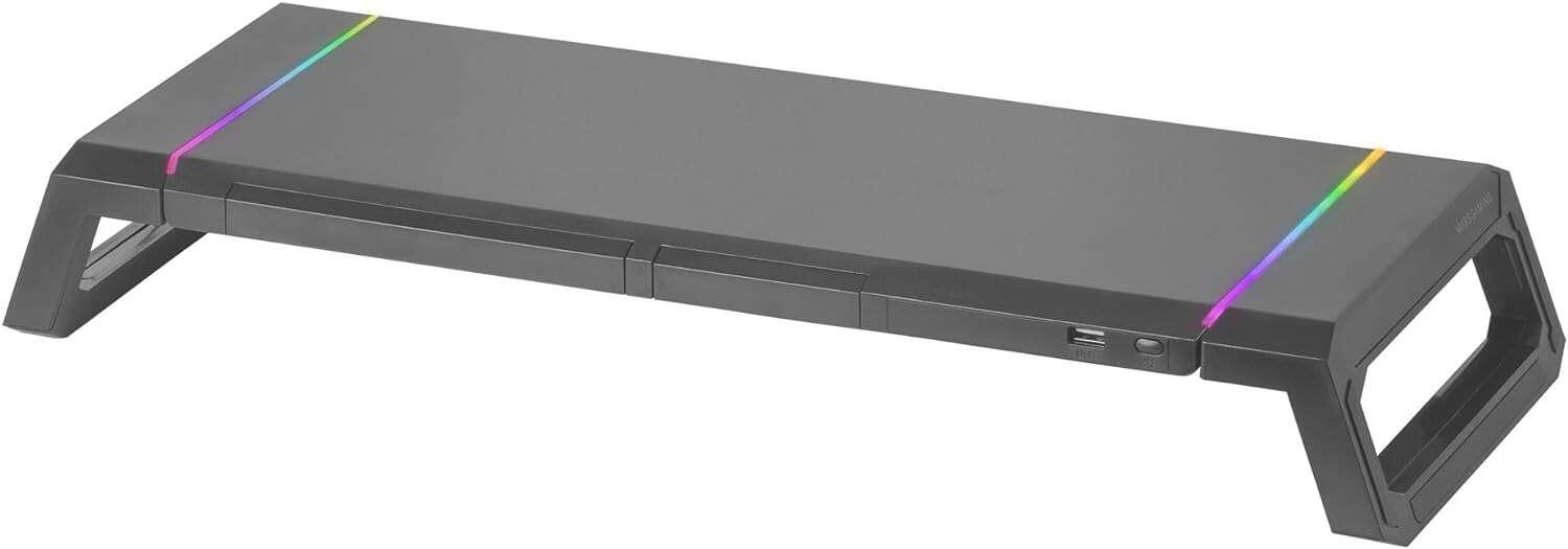 Mars Gaming Soporte Premium per Monitor MGS-ONE - 3 dimensioni regolabili - Illuminazione Chroma RGB - USB 2.0 - Cajon Almacena