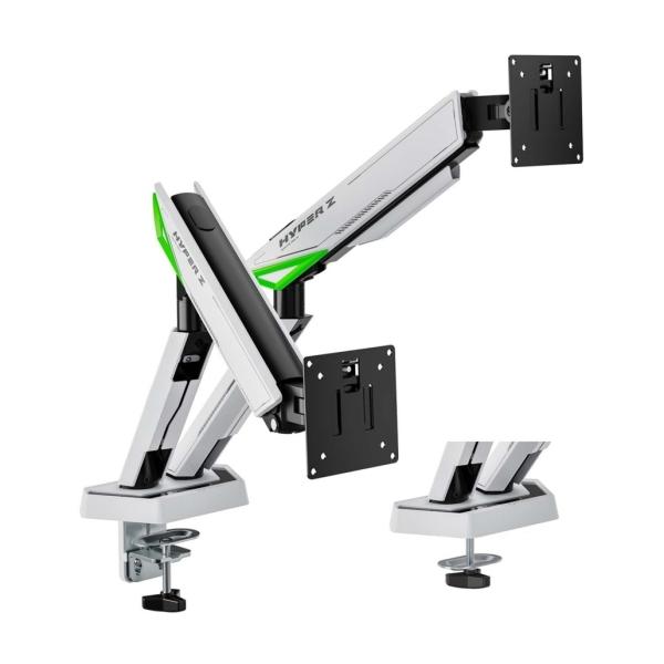 Aisens Supporto Tavolo Gaming Contrappeso Girevole e Inclinabile per Monitor-TV 16kg - 3 Perni - 2 Bracci - 17"-38" - Colore Bi